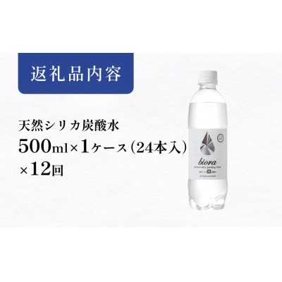 biora天然シリカ炭酸水 500ml×24本×12回 炭酸水 シリカ ミネラル 美容 飲料水 軟水