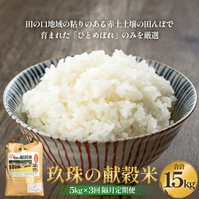令和7年度新米先行受付 玖珠の献穀米 5kg × 3回 隔月 定期便 米 ひとめぼれ 大分県 こめ