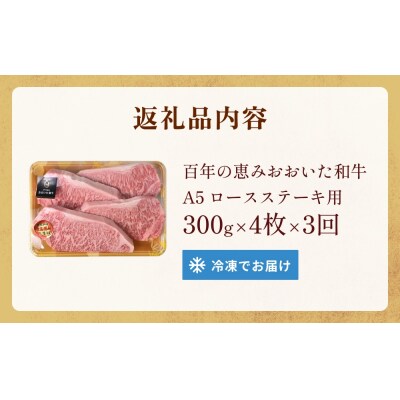 「百年の恵み おおいた和牛 」A5 ロースステーキ用300g × 4枚 × 3ヶ月 定期便 A5等級