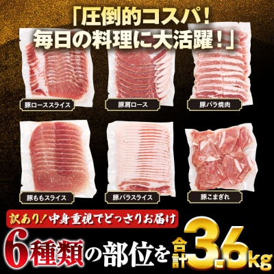 【訳あり】くすの 豚 3.6kg バラエティーパック