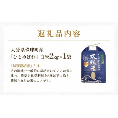 大分県産 玖珠米 令和7年産 ひとめぼれ 2kg 白米 精米 令和7年産 大分県 特別栽培米