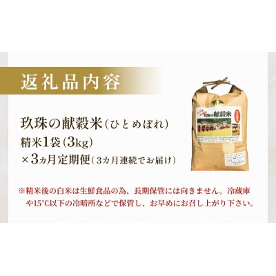 令和7年 玖珠の献穀米 3kg × 3回 定期便 米 ひとめぼれ 大分県 こめ