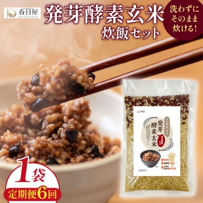 【定期便6回】 発芽酵素玄米炊飯セット 3合 (450g) 洗わずそのまま炊ける 無洗米 1袋 米