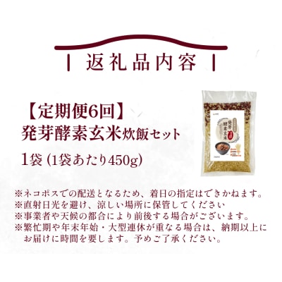 【定期便6回】 発芽酵素玄米炊飯セット 3合 (450g) 洗わずそのまま炊ける 無洗米 1袋 米
