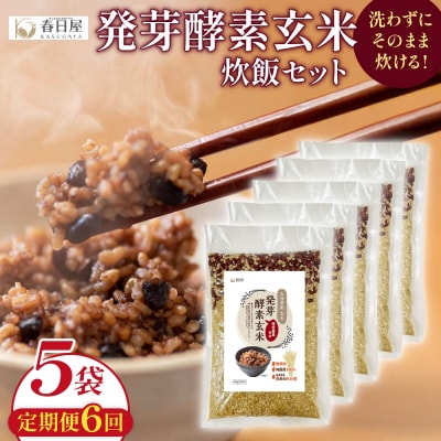 【定期便6回】 発芽酵素玄米炊飯セット 3合 (450g) 洗わずそのまま炊ける 無洗米 5袋 米