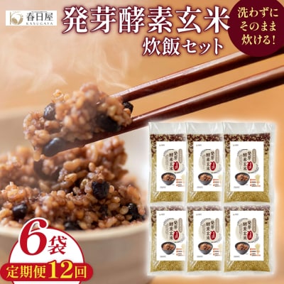 【定期便12回】 発芽酵素玄米炊飯セット 3合 (450g) 洗わずそのまま炊ける 無洗米 6袋 米