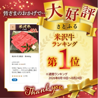 【 冷凍 】米沢牛(すき焼き用)380g