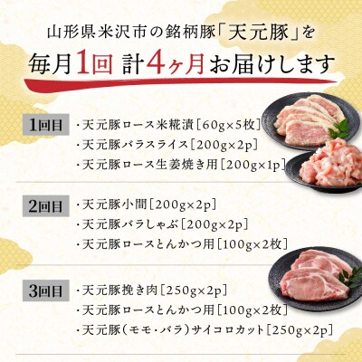 【4ヶ月定期便】 豚肉 天元豚 食べ比べ 全4回