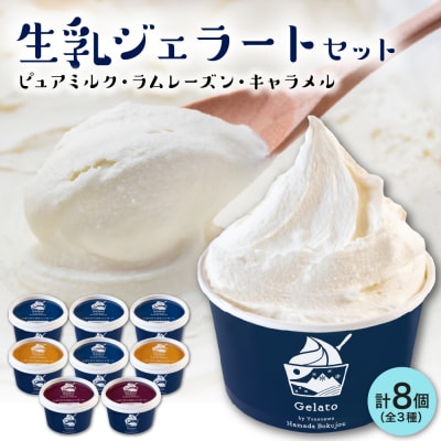 牧場しぼりたて 生乳ジェラート 3種類 計8個 (1個 120ml) 