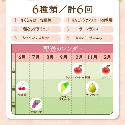 【先行受付】 令和8年産 旬のフルーツ 6回 定期便 さくらんぼ ぶどう りんご ラ・フランス
