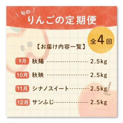 《先行受付》【定期便】令和7年産 りんごの定期便 全4回配送 各2kg 計8kg