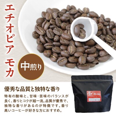 中挽きタイプ ダブル焙煎 コーヒー エチオピア モカ 160g × 3袋 計480g 珈琲 粉