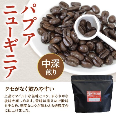 中挽きタイプ ダブル焙煎 コーヒー パプアニューギニア 160g × 3袋 計480g 珈琲 粉