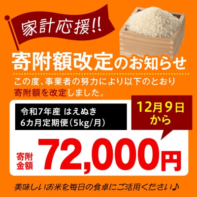 【 6ヶ月定期便 / 令和7年産】 はえぬき5kg