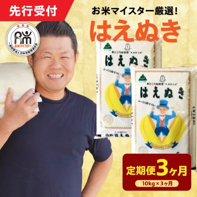【 3ヶ月定期便 / 令和7年産 】 はえぬき 計10kg/月 ( 1回配送 5kg×2袋 )