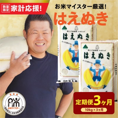 【 3ヶ月定期便 / 令和7年産 】 はえぬき 計10kg/月 ( 1回配送 5kg×2袋 )