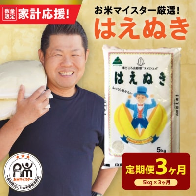 【3ヶ月定期便】 令和7年産 はえぬき 5kg × 3回 計15kg