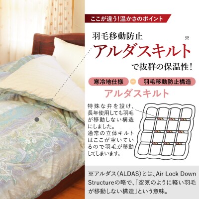 羽毛移動防止特殊構造 ホワイトグースダウン90% 羽毛増量タイプ 掛け布団 シングル ピンク