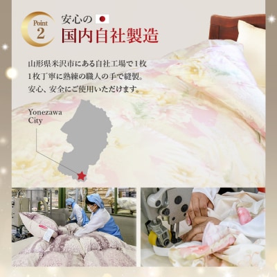 羽毛移動防止特殊構造 ポーランド産ホワイトグースダウン95% 羽毛増量高級掛け布団 シングル ピンク