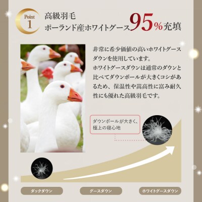 羽毛移動防止特殊構造 ポーランド産ホワイトグースダウン95% 羽毛増量高級掛け布団 ダブル ピンク