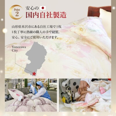 羽毛移動防止特殊構造 ポーランド産ホワイトグースダウン95% 羽毛増量高級掛け布団 ダブル ピンク