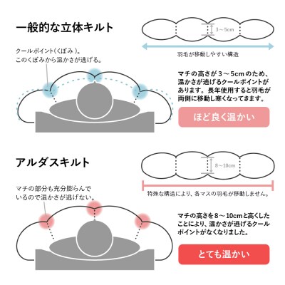 羽毛移動防止特殊構造 羽毛増量タイプ掛け布団 350dp シングル オフホワイト