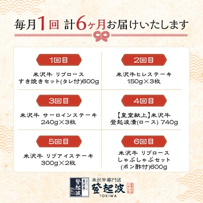 米沢牛専門店 登起波 米沢牛 6ヶ月定期便 【冷蔵】