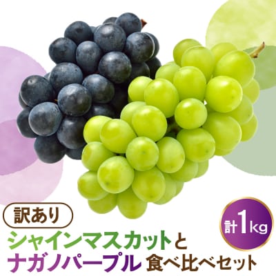 【先行予約】令和8年産 訳あり シャインマスカット ナガノパープル 食べ比べ セット 1kg