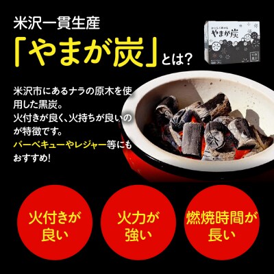 やまが炭2.0kg 米沢産 なら炭500g・袋×4個
