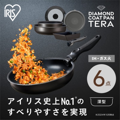 TERACOAT 深型6点セット フライパンセット  IH ガス火 EHDC-S6S 6点セット