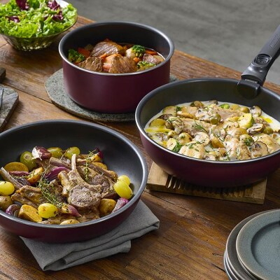 フライパン　セット　TERACOAT　6点セット　EHDC-T6Sワインレッド