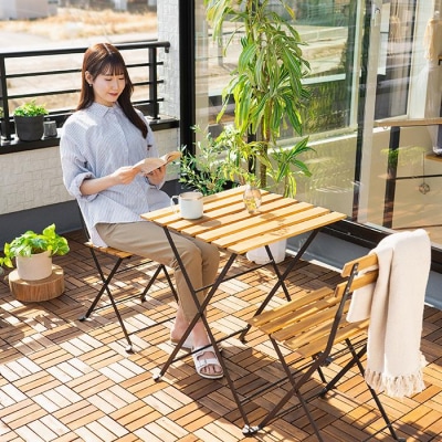 ガーデン　デーブルセット　アカシア製　ガーデンファニチャー　3点セット　GFA-550　ブラウン