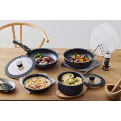 フライパンセット ダイヤモンドコートパン9点 IH・ガス火対応 NTF-SEI9 ブラックメタリック