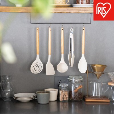 調理器具 キッチンツール7点+スタンドセット　KT-7SS　グレージュ