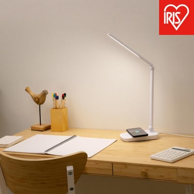 LEDデスクライトQi充電シリーズ 平置きタイプ 調光　LDL-QFD-W　ホワイト