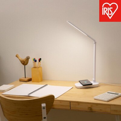 LEDデスクライトQi充電シリーズ 平置きタイプ 調光　LDL-QFD-W　ホワイト