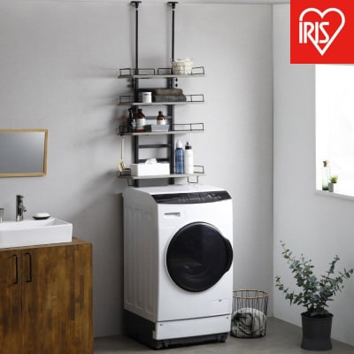 ランドリーラック   つっぱりランドリーラック TLR-4 ブラック/アッシュグレー