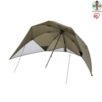 テント タープ パラソル 天幕 3m 組立簡単 ペグ付き キャンプ カーキ OTS-3440