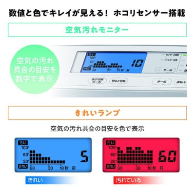 モニター空気清浄機 17畳MSAP-AC100-Wホワイト