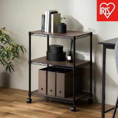 カラーメタルラック　ウッドボード付き CMM-55073B ブラック