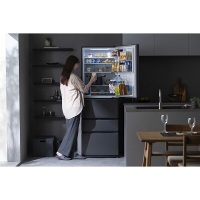 冷凍冷蔵庫 370L 自動製氷機能付 IRSN-I37A-B ブラック