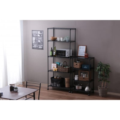 カラーメタルラック　ウッドボード付き CMM-55104B ブラック