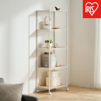 カラーメタルラック　ウッドボード付き CMM-55165B ホワイト