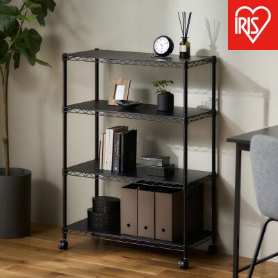 カラーメタルラック　ウッドボード付き CMM-75104B ブラック