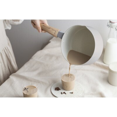 ナチュかる片手なべ18cm　IH・ガス火対応 NTL-P18 パールグレー×アイボリー