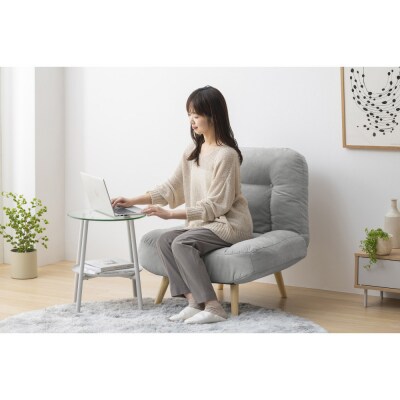 2WAY一人掛けポケットコイルソファ　WPCSー1S　ライトグレー