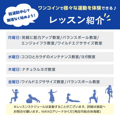 角田市総合体育館 ワンコインレッスン回数券　11回分