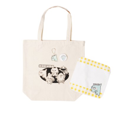 オリジナルかくだだどん4種セットキャンバストートタオルハンカチ缶バッチアクリルキーホルダー