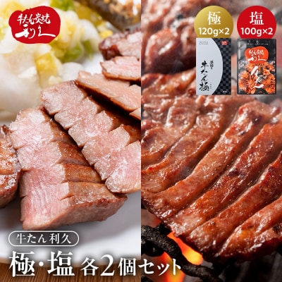 利久 牛タン 極 120g 塩味 100g 各2個 セット