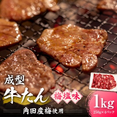 成型牛たん梅塩味[角田産梅使用]1kg(250g×4P)　宮城県共通返礼品